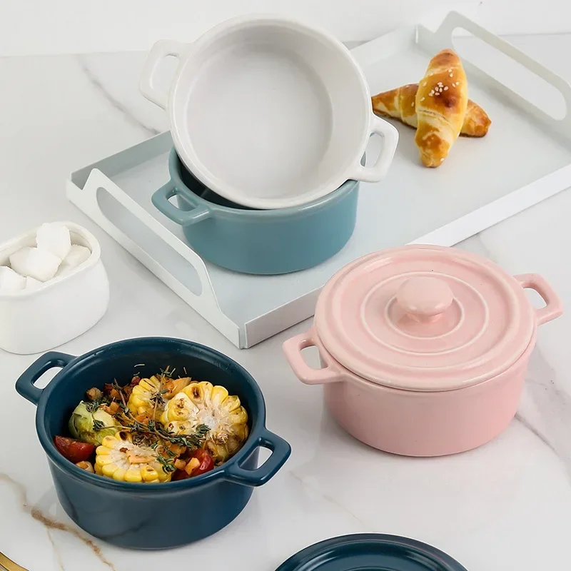 Ceramic Soup Pot Crock Pot Baby Food Steamed Bowl Stockpot with Cover Saucepan for Stewing and Cooking Perfect for Home