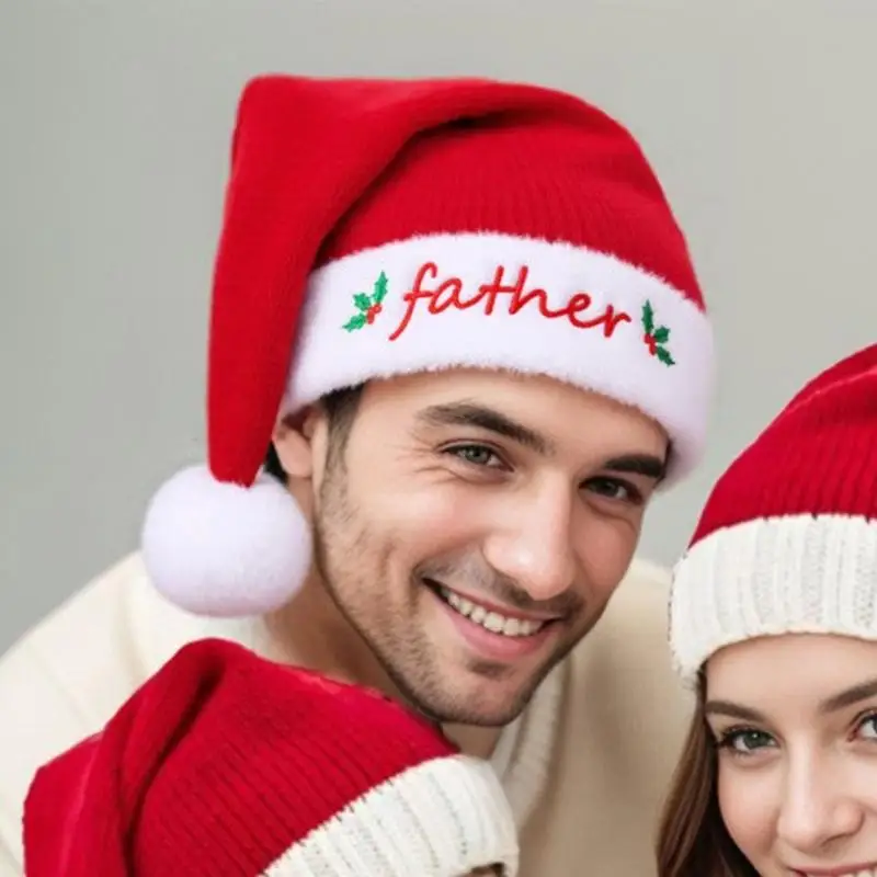Chapeaux père noël 39BD, chapeau chaud en peluche, couvre-chef fête confortable pour enfants adultes