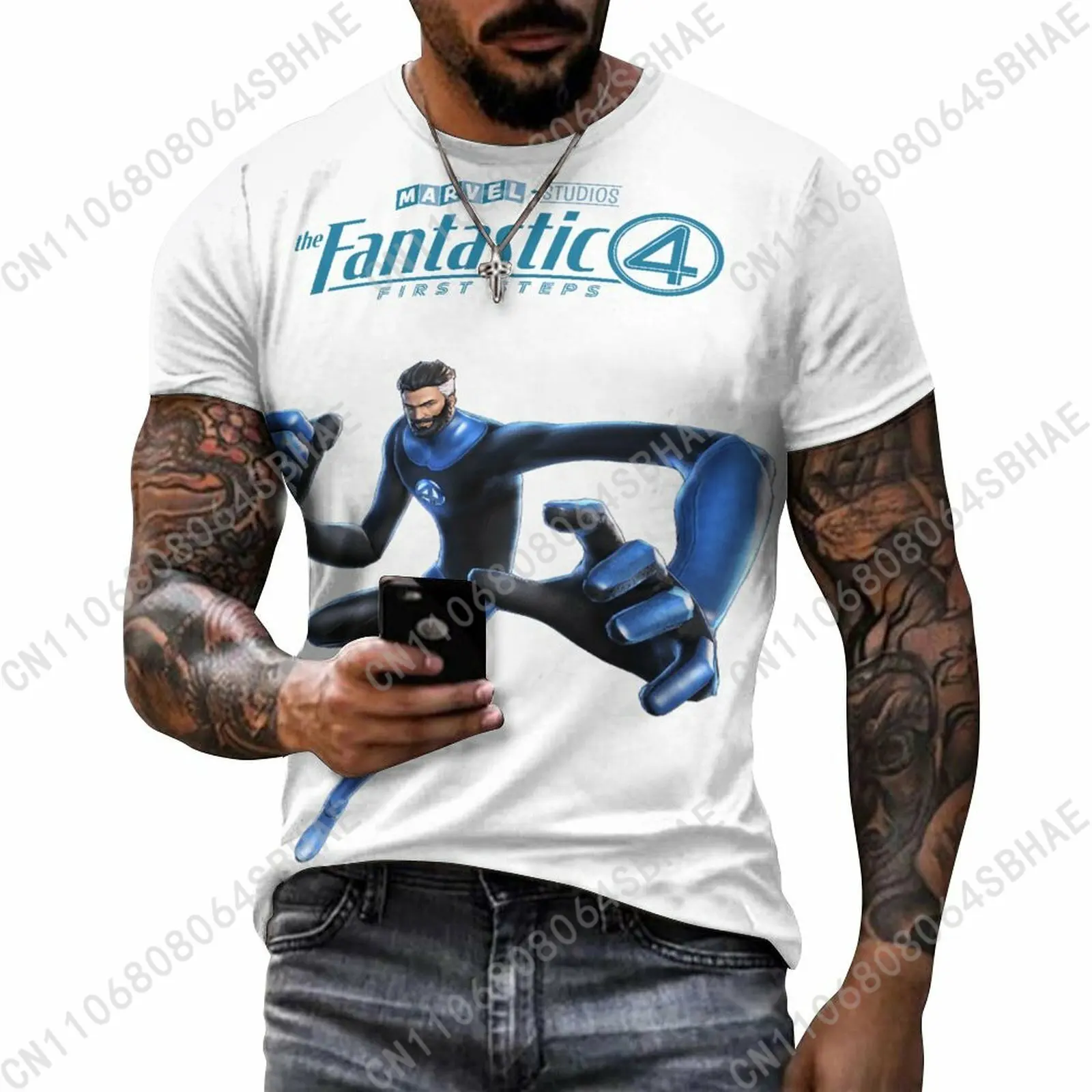 

Мужская хлопковая футболка с коротким рукавом и индивидуальным рисунком Marvel Mister Fantastic, мужские топы, персонализированная футболка, летняя футболка для косплея