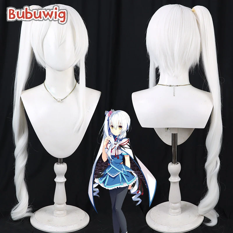 

Bubuwig Synthetic Hair Suzakuin Tsubaki Cosplay Wigs Kizuna Kirameku Koi Iroha Suzakuin Tsubaki White PonytailWig Heat Resistant