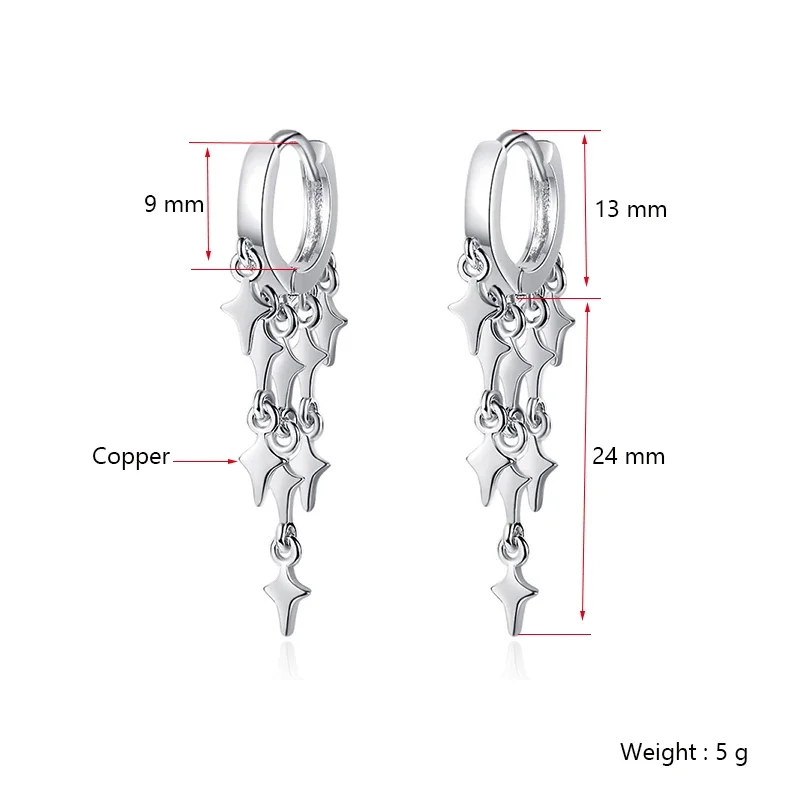 Women's New Fashion Stars Long Tassel Drop Earrings Small Huggies Flash Rain Design Bohemia Dangle Earring Piercing Accessory image 6