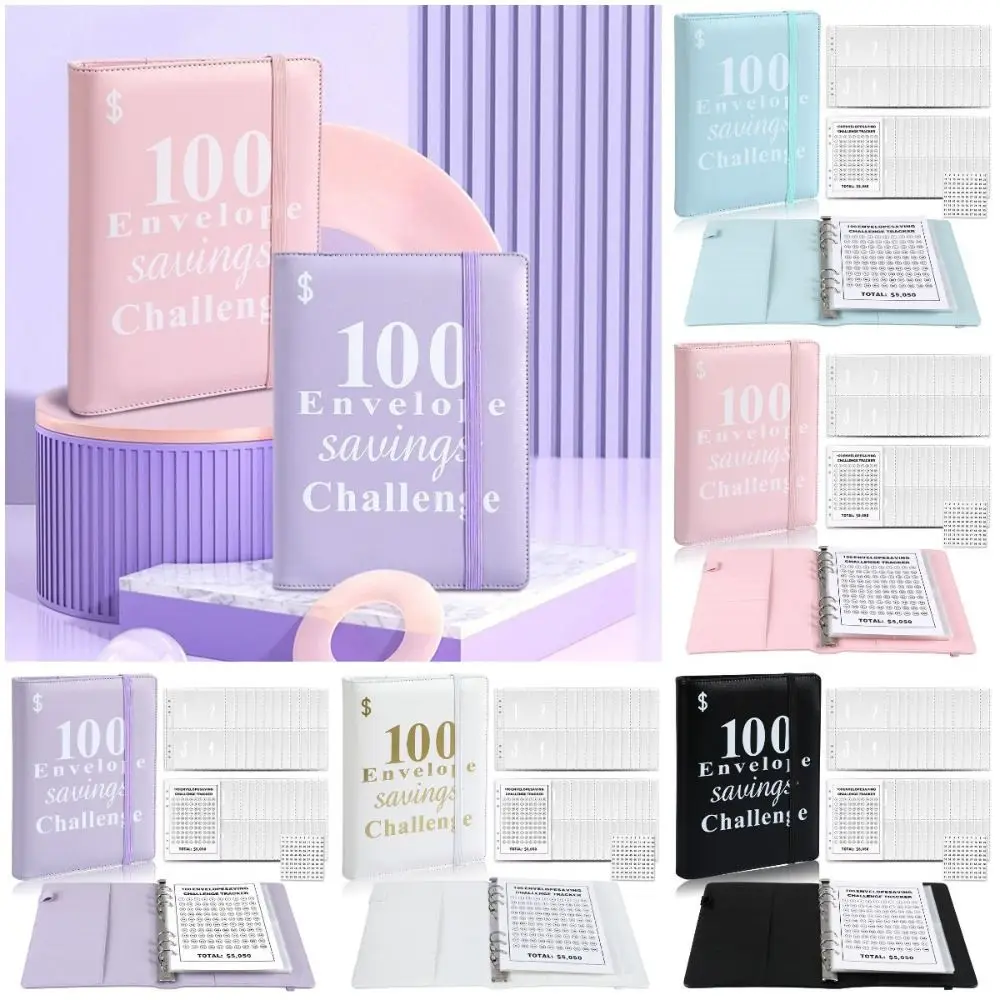 Resistente ao rasgo Reutilizável Loose-Leaf Notebook Set, Envelope Challenge, 100 dias, portátil, impermeável, durável, poupança Desafios Livro