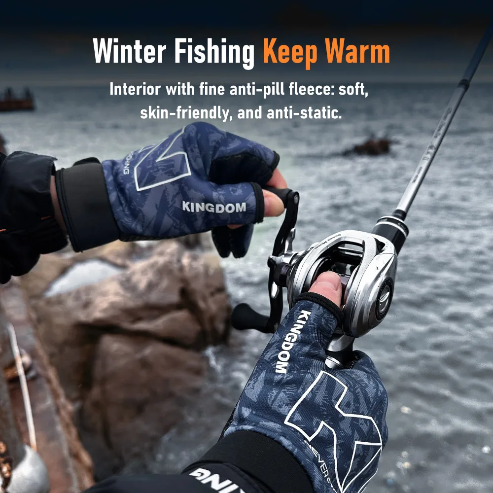Guantes de pesca invierno con dedos descubiertos antideslizantes - imagen 4
