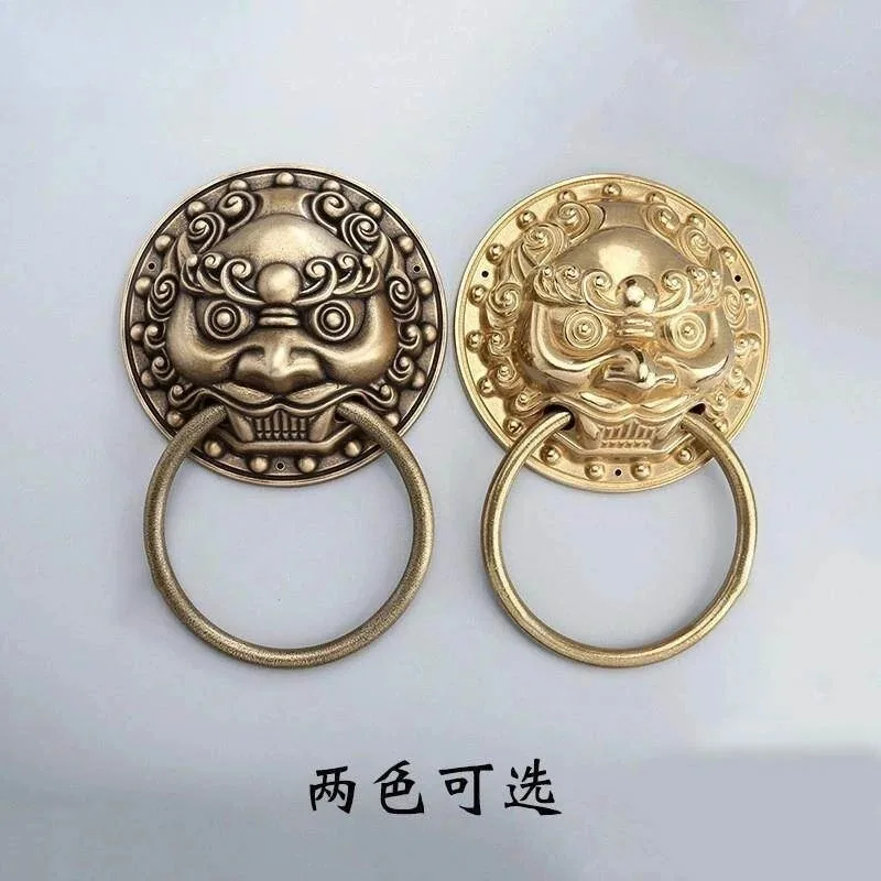 Antique brass shop head door ring New Chinese classical all-copper animal head Tiger head Lion door ring Handle Wooden door