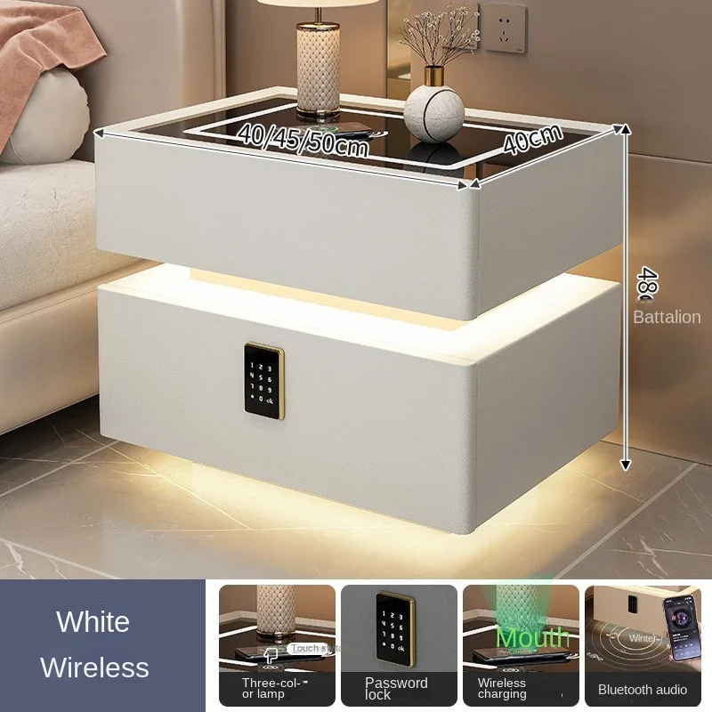 Smart Nightstand Suspension New Bedroom All Solid Wood Simple Modern Light Luxury Senior Sense Of Net Red Multifunction Home