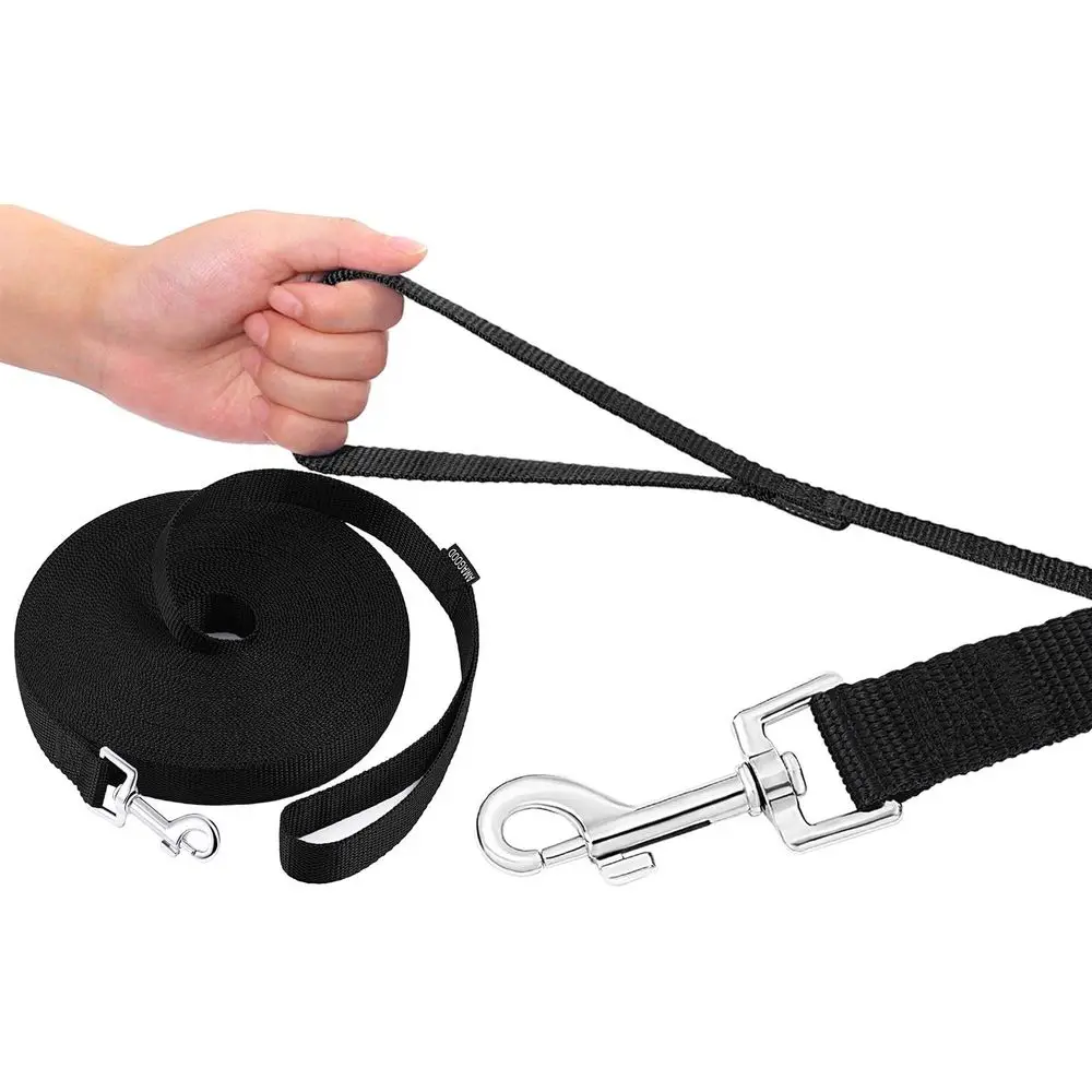 Dog Leashes for Small Medium Large Dogs, 15ft to 50ft, Long Dog Leashes for Training, Tie Out, Play, Safety, Camping (20ft, Blac
