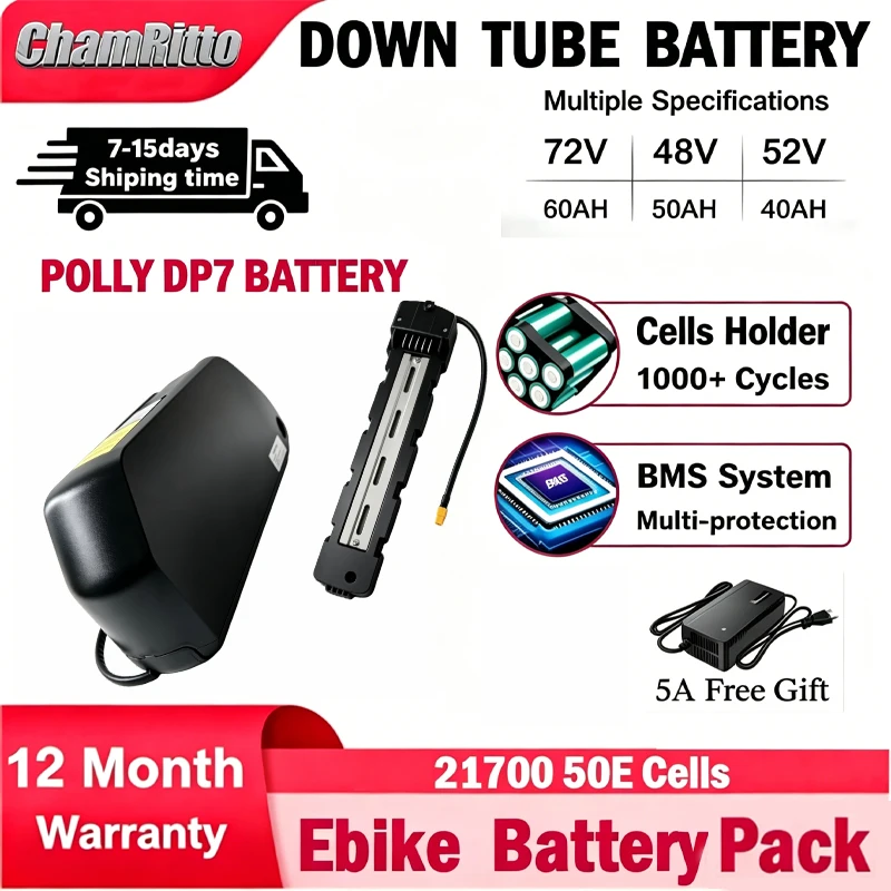 36v 48v 52v E bike cham-rider 30ah 40 45 50ah 60ah Battery 60v72V Electric Vehicle Bicycle 21700 Lower Tube 3000w 2000w Battery