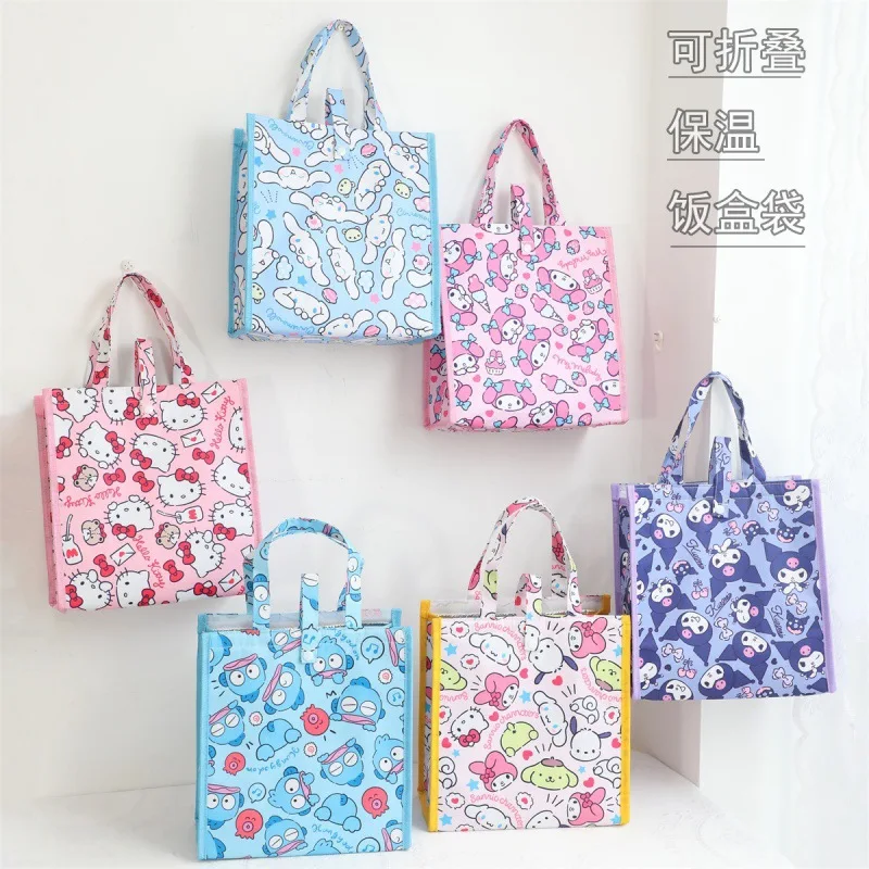 

New Hello Kitty Lunchbox Bag Thermos Tote Portable Large Capacity Storage Bag Kuromi Tote Bento Bag Go To Work Lunch Bag Gifts
