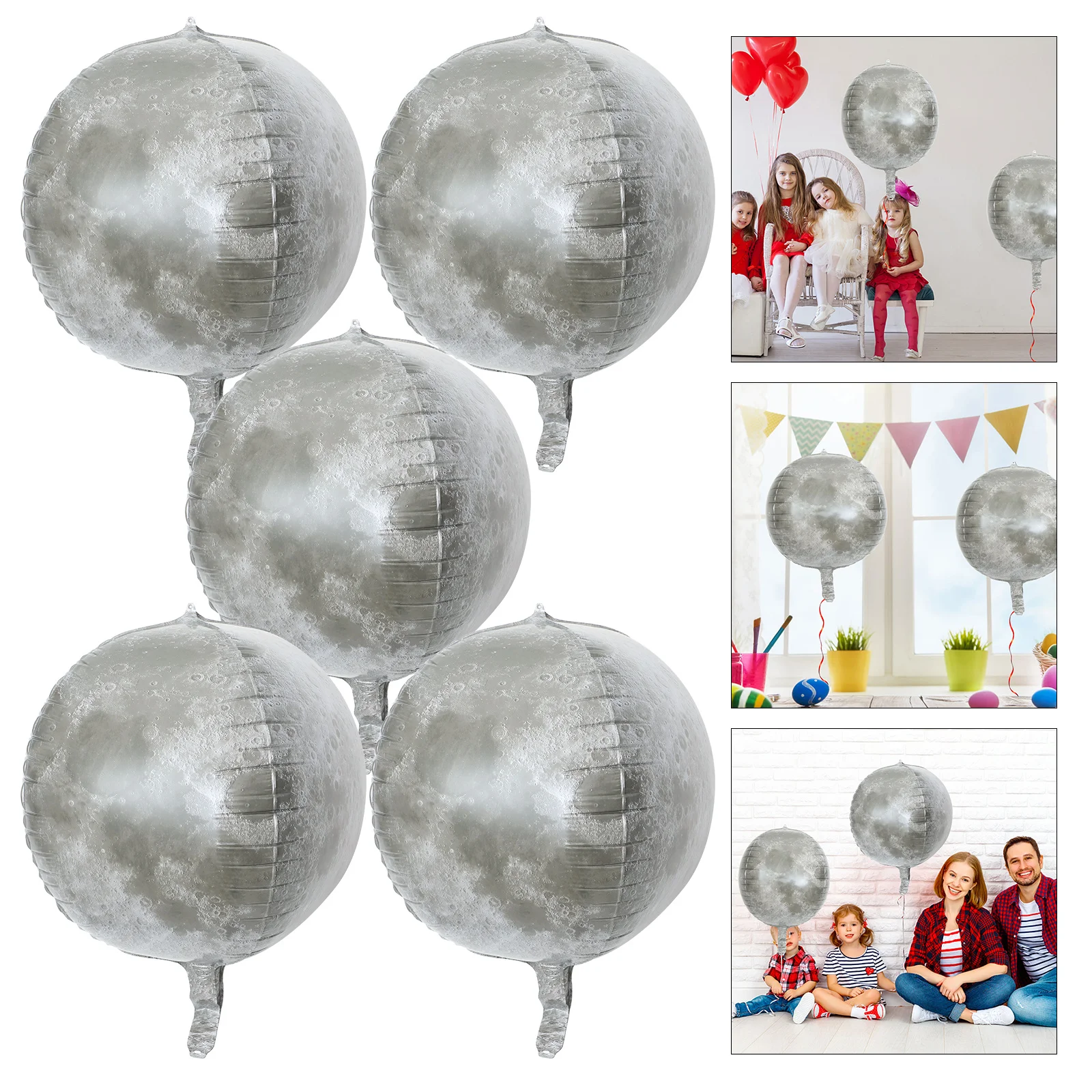 

5Pcs Moon Pattern Aluminum Foil Balloon Set Space Theme Party Decoration Science Series Birthday Planet Balloons