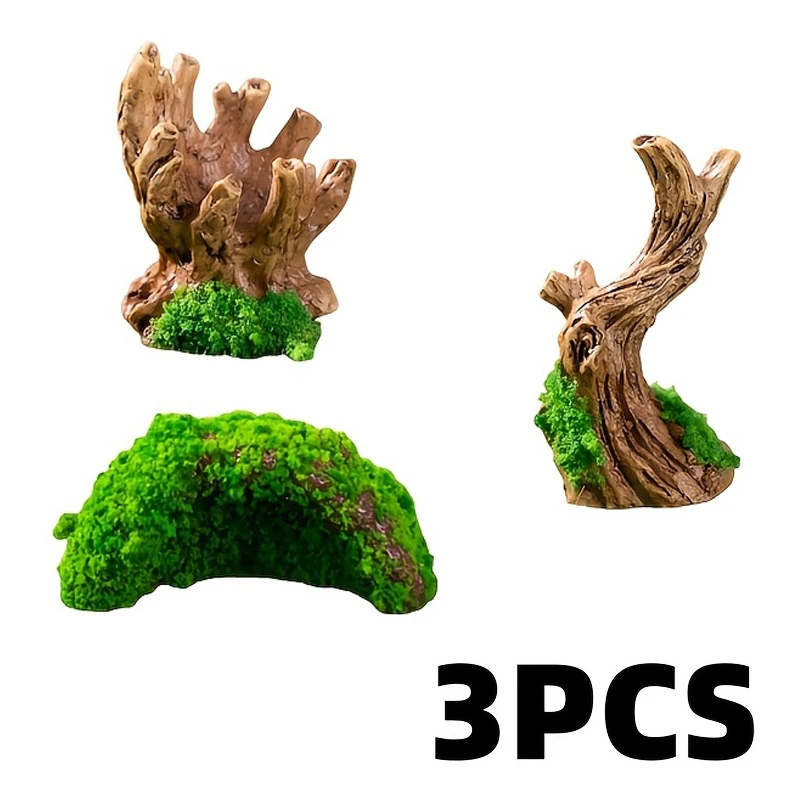 3Pcs Realistic Hollow Branch Reptile & Amphibian Habitat Hideout Multi-Level Tree Platform With Hideouts For Spiders Hermit Crab