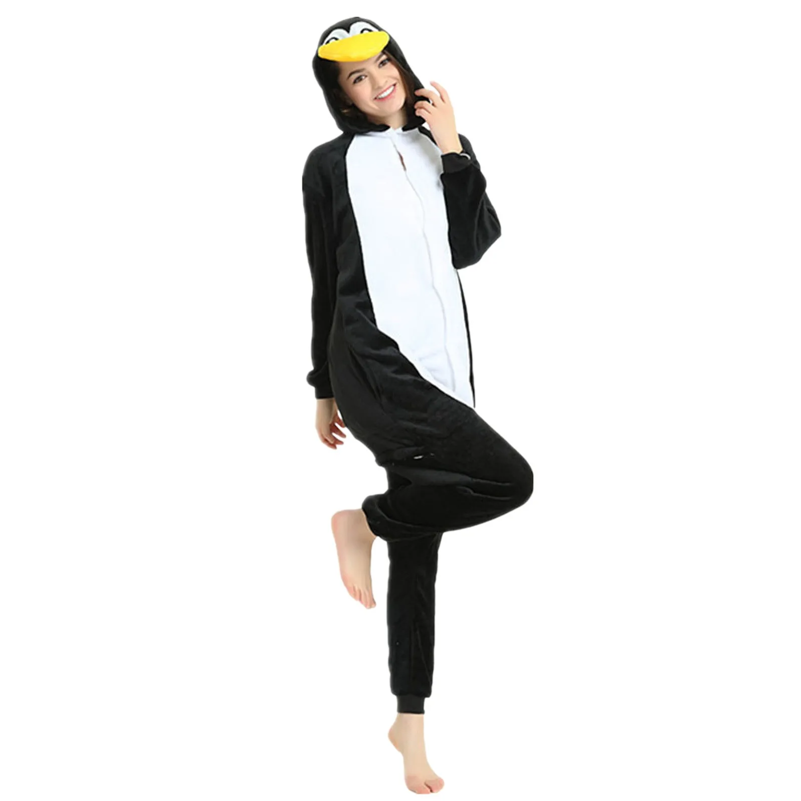 Women Cute Penguin Cartoon Onesies Kigurumi Unisex Autumn Winter Anime Costumes Adults Kids Flannel Sleepwear Pajamas