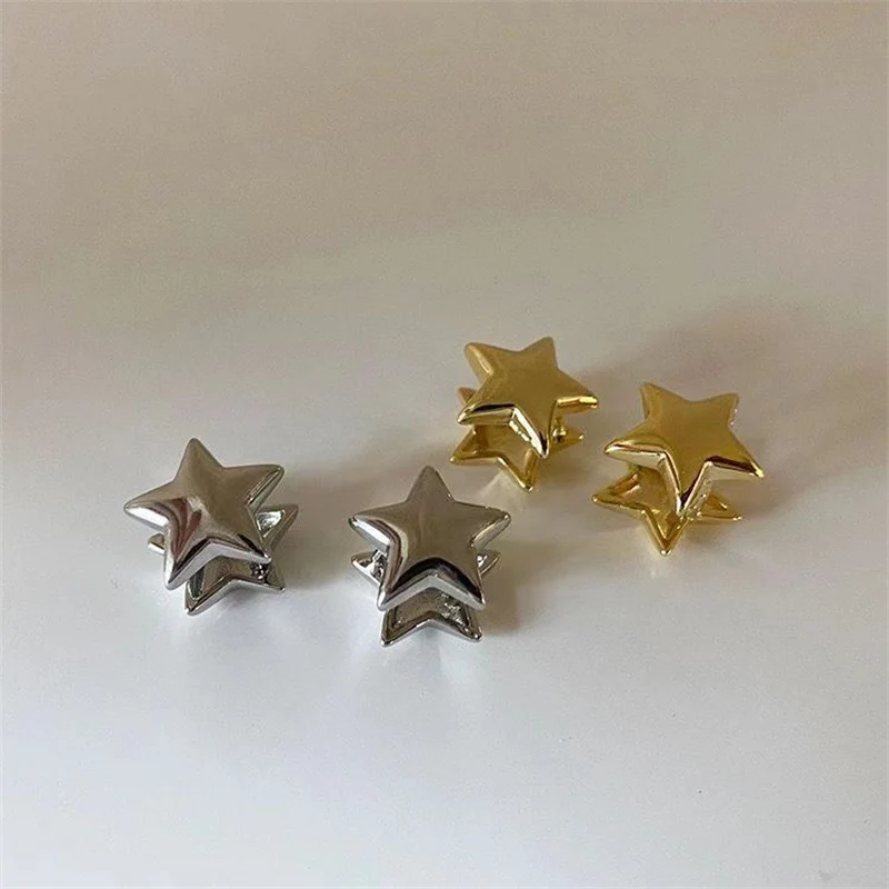 Fashion Simple Smooth Star Hoop Earrings Women Minimalist Hoops Huggie Ear Buckle Earring Punk Jewelry Gift