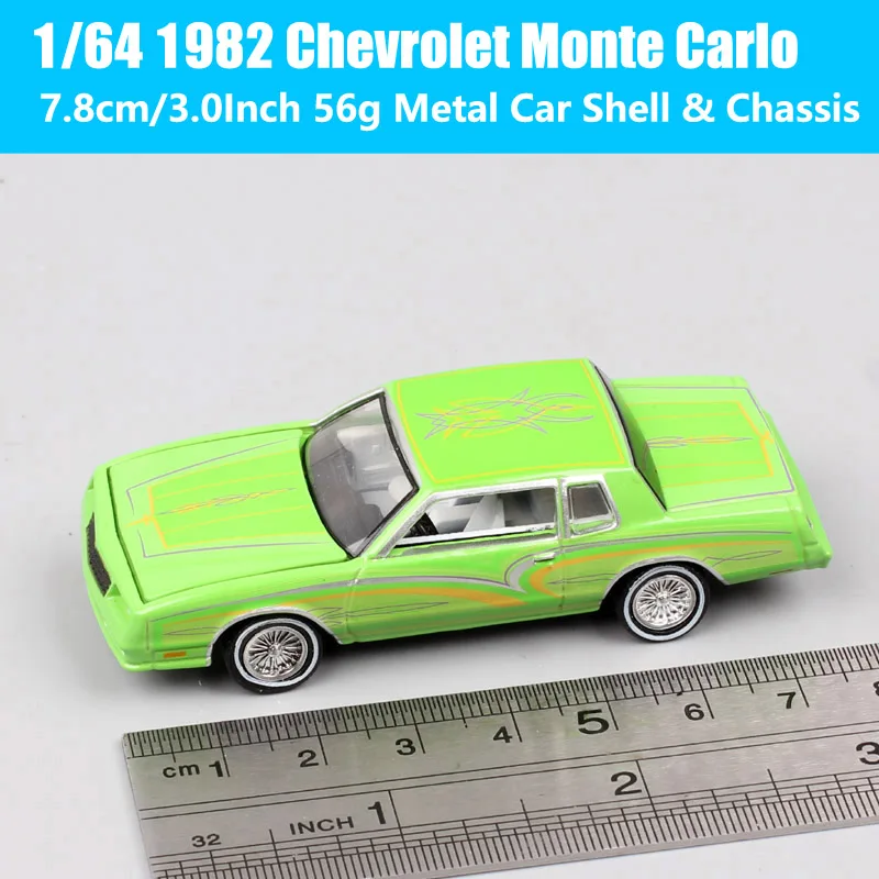 1/64 Scale Classic 1982 Chevrolet Monte Carlo Lowrider MiJo Model Diecast Car Toy Vehicles Greenlight Collectible Green