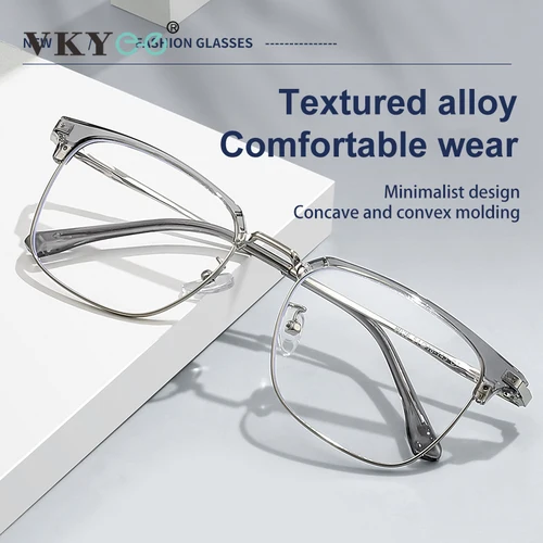 Imagen 1 del producto VICKY Square hombres de negocios 8026 Anti-luz azul clásico Retro Anti-luz azul gafas de lectura mujeres prescripción personalizada