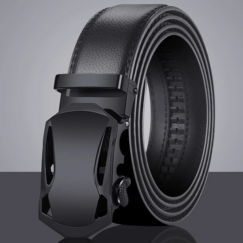Cinto masculino com fivela automática de liga (sem ferro, à prova de ferrugem), cinto de vestido de tamanho grande premium para negócios casuais, leve e durável