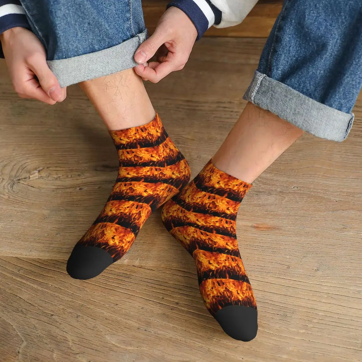 Chaussettes de feu brûlant avec étincelles, Harajuku, absorbant la sueur, toutes saisons, accessoires pour hommes et femmes, cadeau d'anniversaire