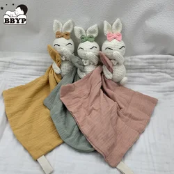 Baby Cotton Blanket Baby Bib Comfort Appease Doudou Towel Rabbit Dolls Baby Sleeping Cuddling Towel Sleeping Dolls Facecloth Bib