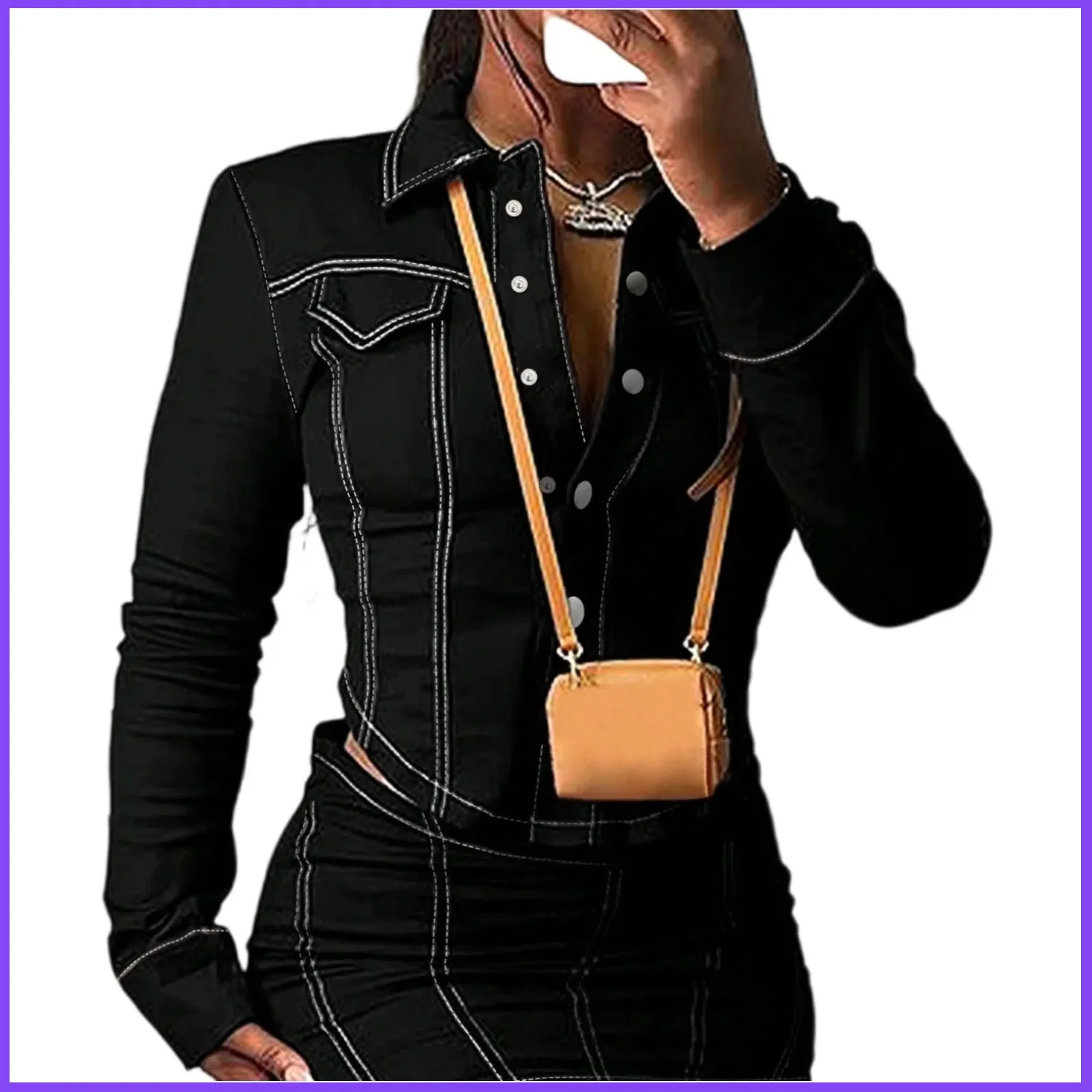 

Женская удобная и модная джинсовая повседневная короткая однотонная верхняя куртка (неэластичная) Короткие джинсовые куртки Slim Fit