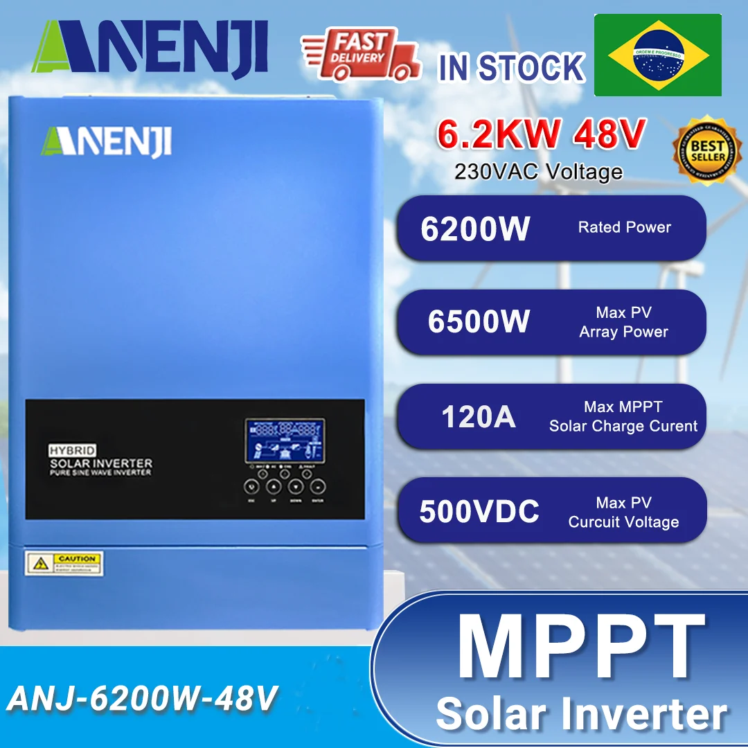 6.2KW 4KW Hybrid Solar Inverter Off Grid 230V MPPT 100A 120A  PV 500VDC Pure Sine Wave Solar Controller Support BMS