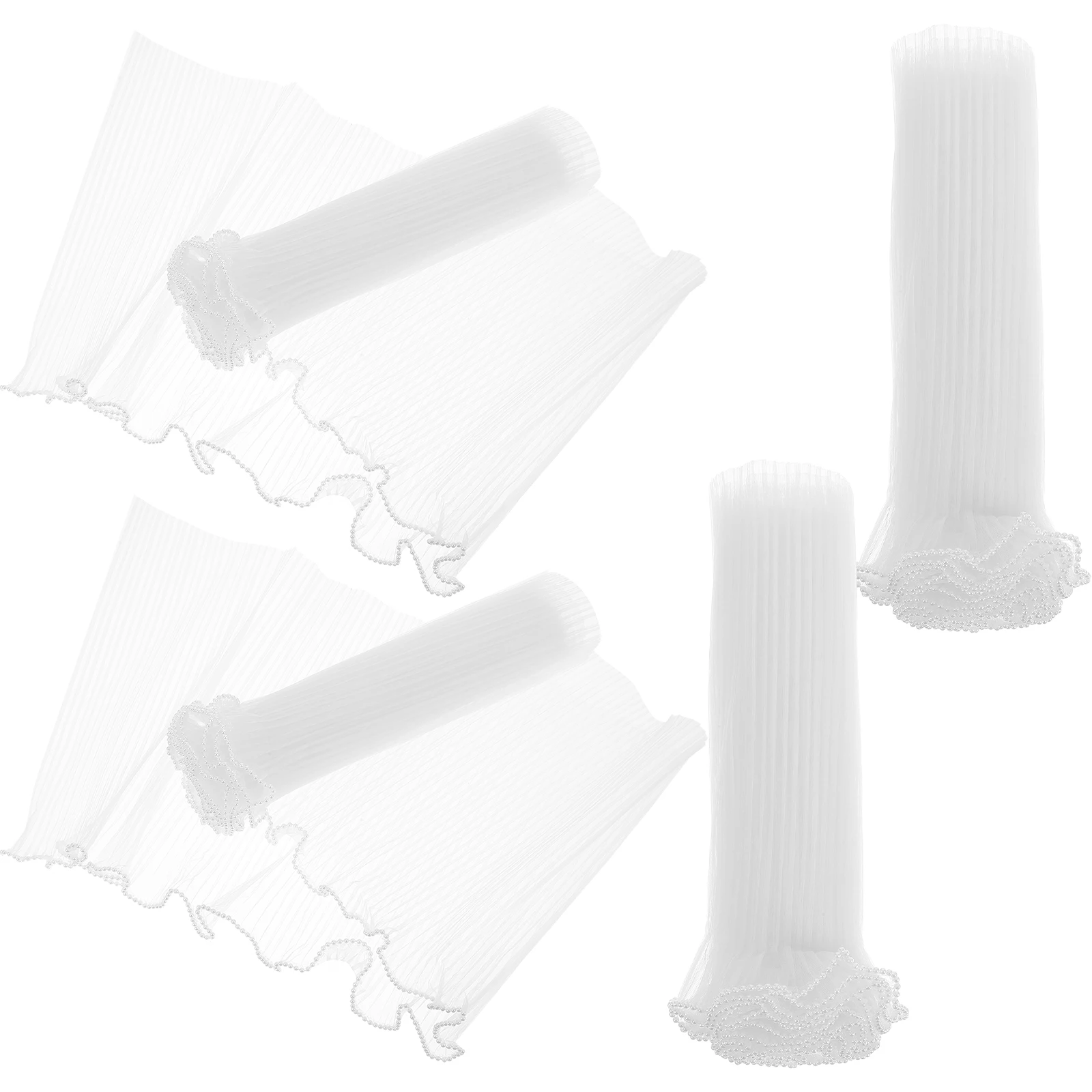 

4pcs Flower Packaging Edge Bouquet Sleeve Wrapping Paper Tulle Cake Mesh Pearl Supplies 27cm x 36cm Lightweight Romantic Wave