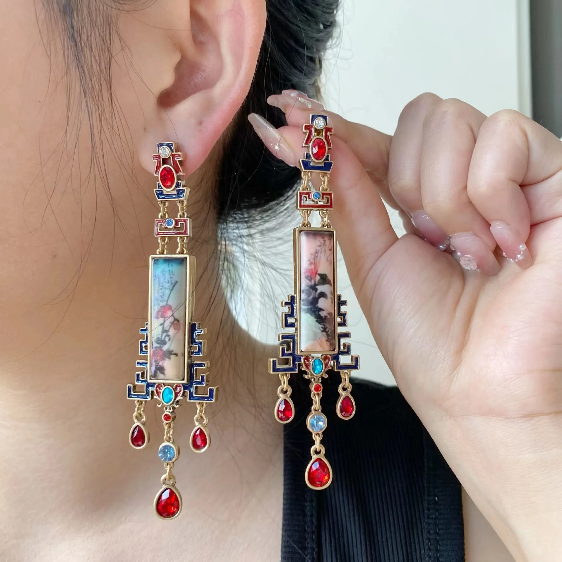 

Middle ear studs Chinese earrings Women's Chinese retro style earrings National style earrings minority earrings