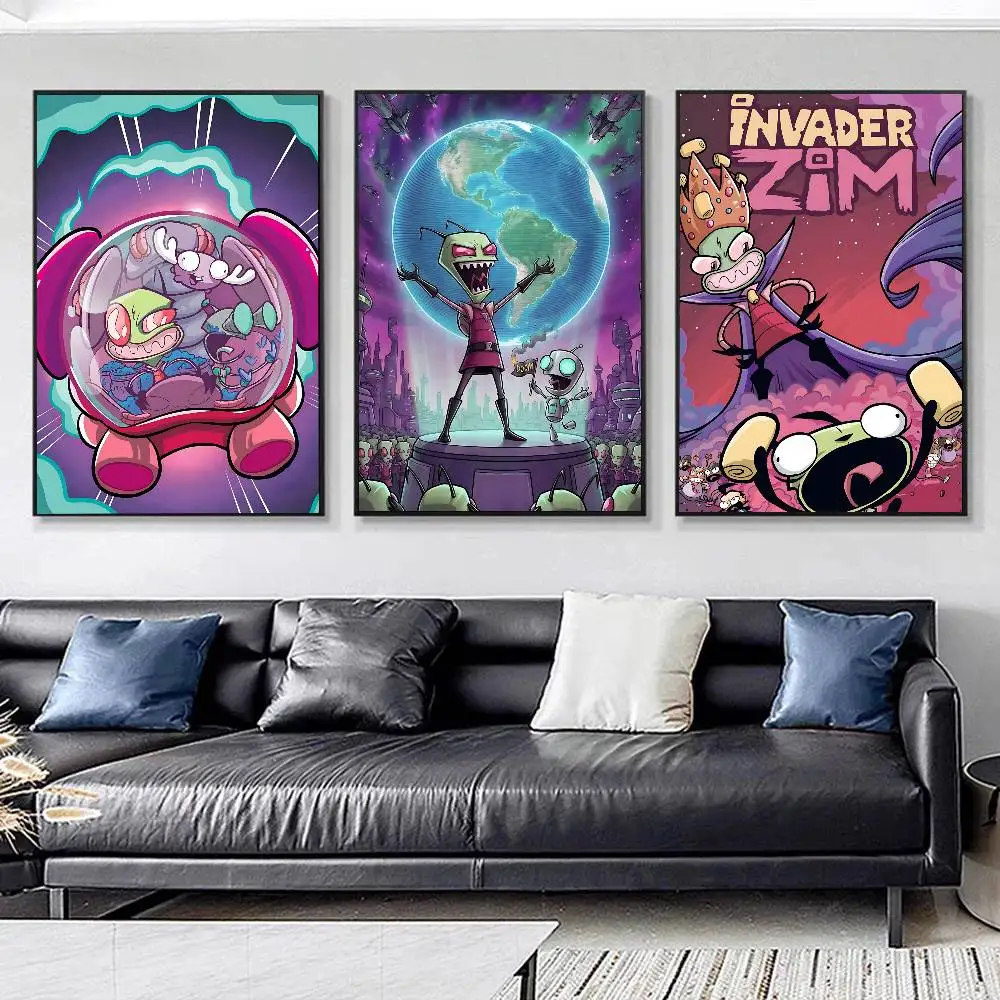 Anime I-Invader Z-Zim Posters HD Print Vintage Wall Art Decor for Home Study Room