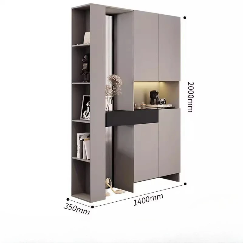 Modern Solid Wood Integrated Entryway Living Room Shoe Cabinet Storage Organizer Bookshelf Integrated Front Door Hall Cabinet
