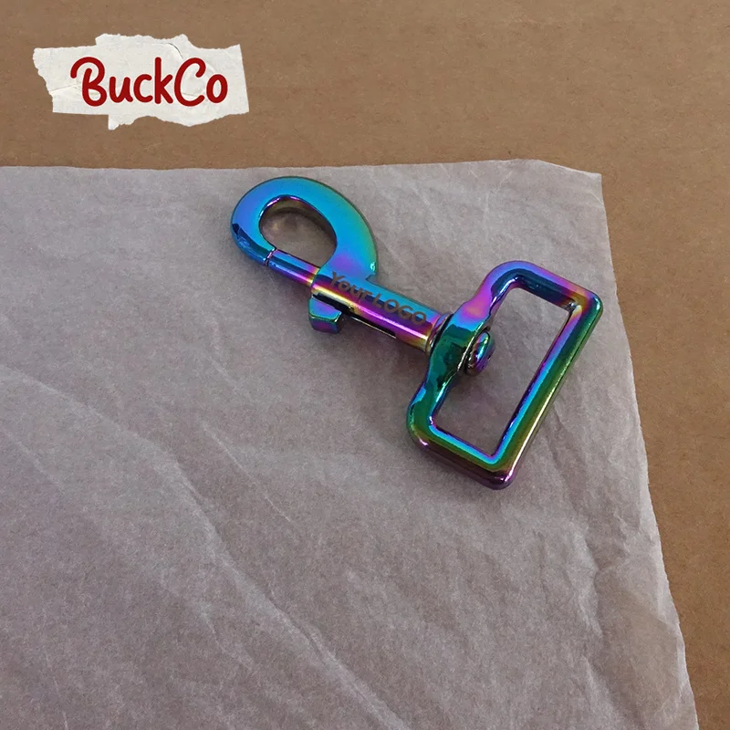 

10pcs/lot Engraved 30mm Rotatable rainbow non-welded metal hook buckle rotatable hardware DIY dog leash accessories HO30R