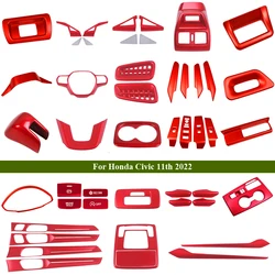 For Honda Civic 11Th Gen 2022-2026 Dash Board Trim Instrument Panel Dashboard Cover Strips Frame Car Interior Accessories Red