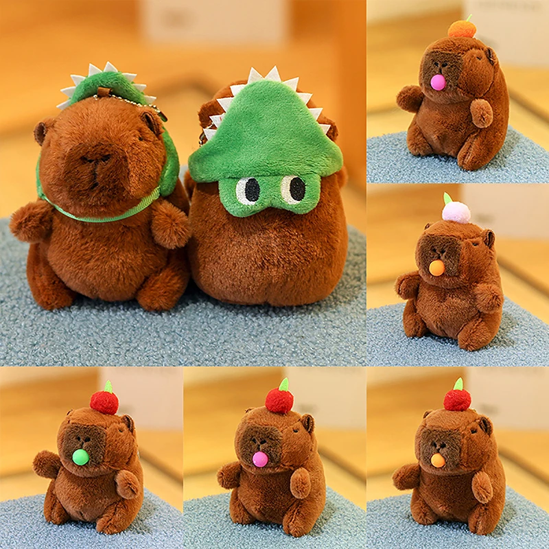 Cute Blow Bubbles Capybara Plush Keychain Soft Stuffed Kawaii Carrying Gourd Capybara Doll Toy Keyring For Girls Birthday Gift