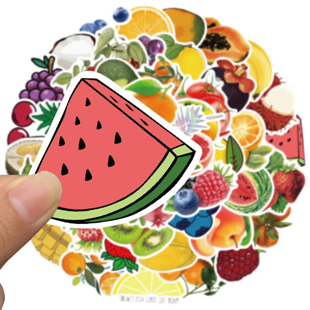 50pcs Peach Avocado Strawberry Watermelon Fruit Stickers Pack Guitar Ipad Phone Stationery Sticker DIY Journal Accessories