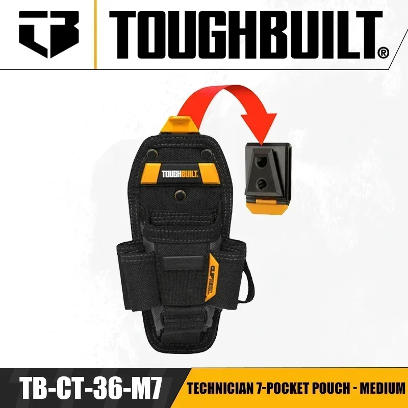 TOUGHBUILT TB-CT-36-M7/TB-CT-36-L7 Custodia da tecnico a 7 tasche - Custodia da cintura per organizer per attrezzi media/grande Accessori per attrezzi