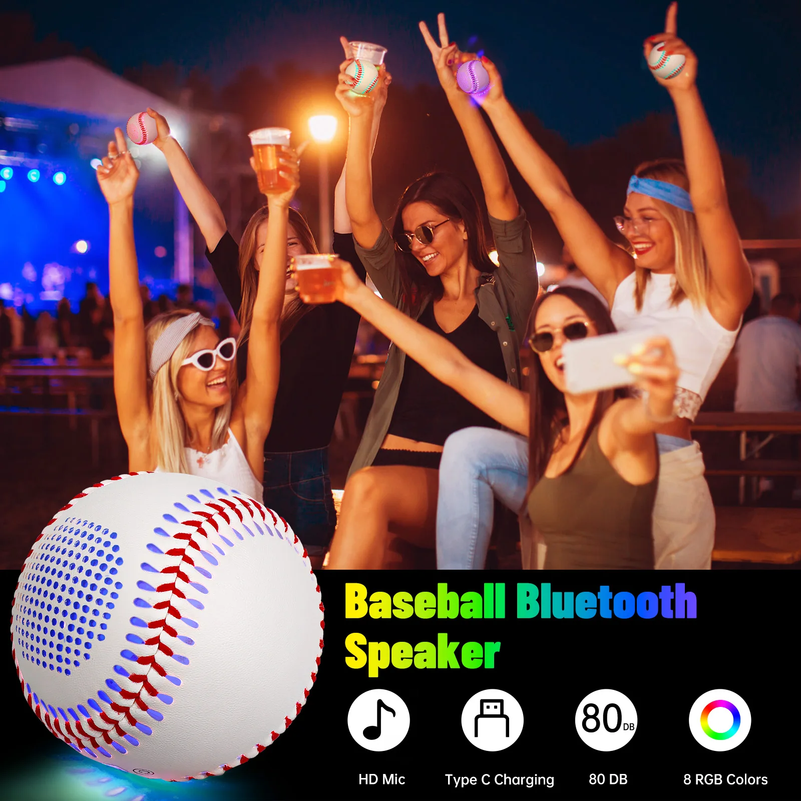

JIOBOLION Lightweight Training Softball Bluetooth Audio LED Up Foam Baseball Speaker Lights for Boys Girls Baseball Fans
