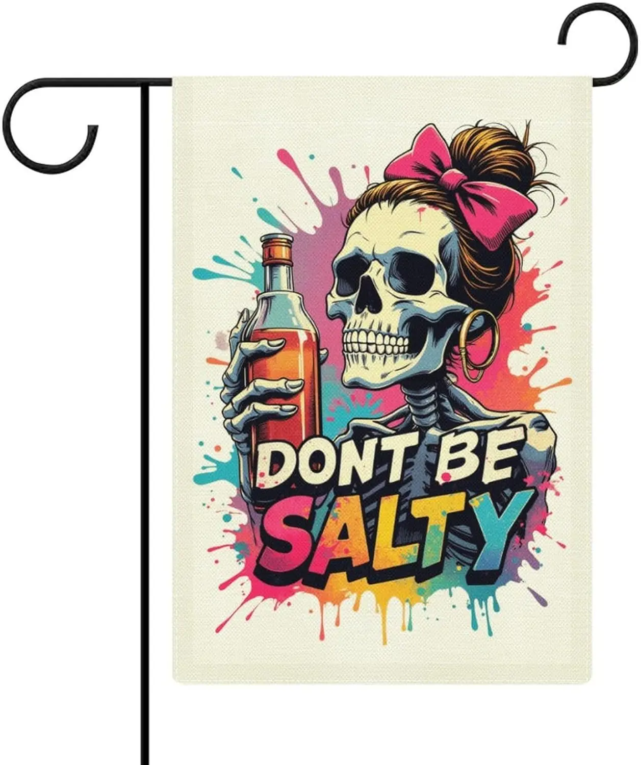 A Funny Skeleton Garden Flag 12 X 18 Inch Double Sided Outside Outdoor Decoration DDI GGX