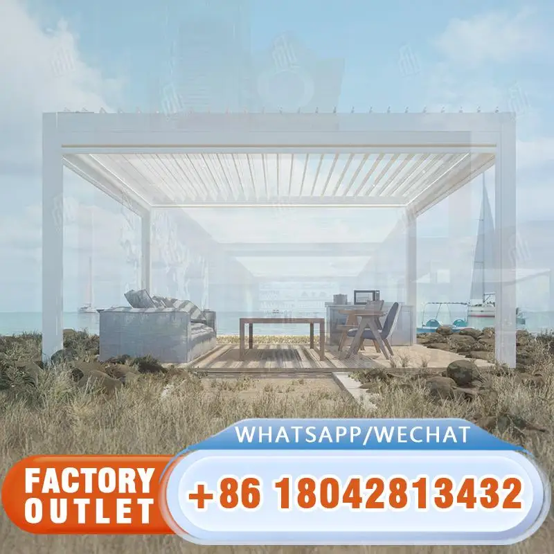 Лидер продаж 2025, 3x3 м, 8x4 м, современная уличная биоклиматическая алюминиевая жалюзи, беседка