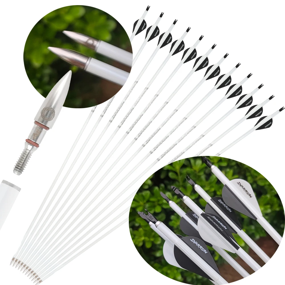 

6/12pcs Archery Pure Carbon Arrow 33.7 inch Arrow Spine 600 Arrow Shaft ID 6.2 mm 2 inch Rubber Vane Shooting Hunting Target