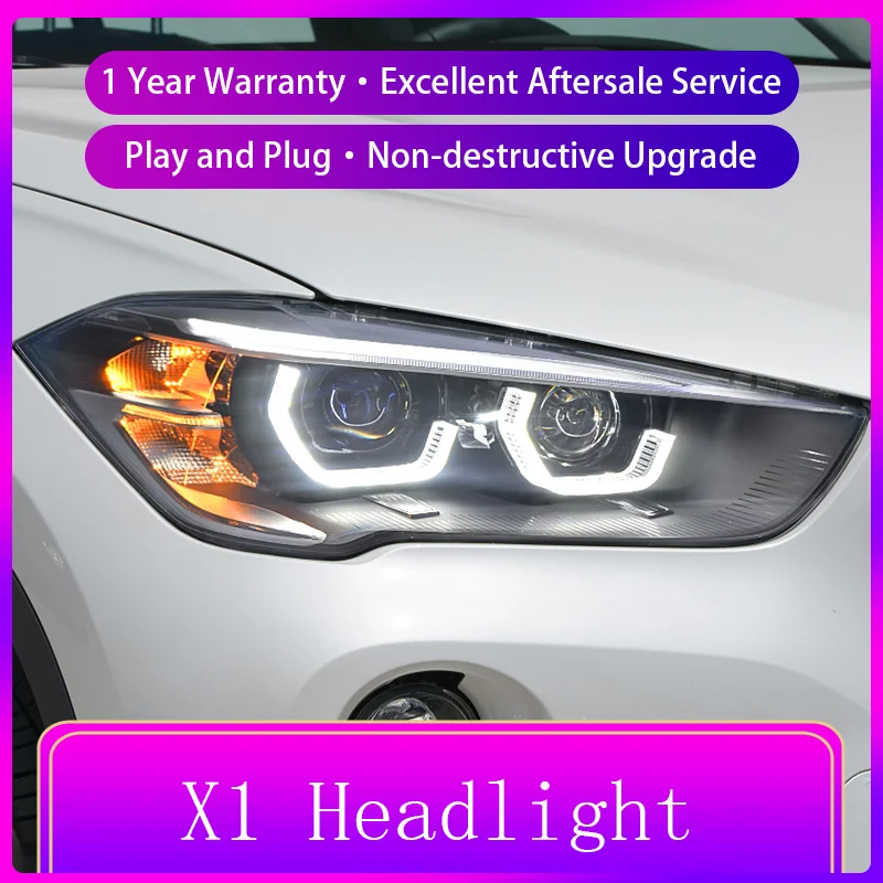 Car Accessories For BMW X1 F48 F49 2016 2017 2018 2019 Front Light DRL Head Lamp LED Projector Lens Headlight Vehicles Automatic