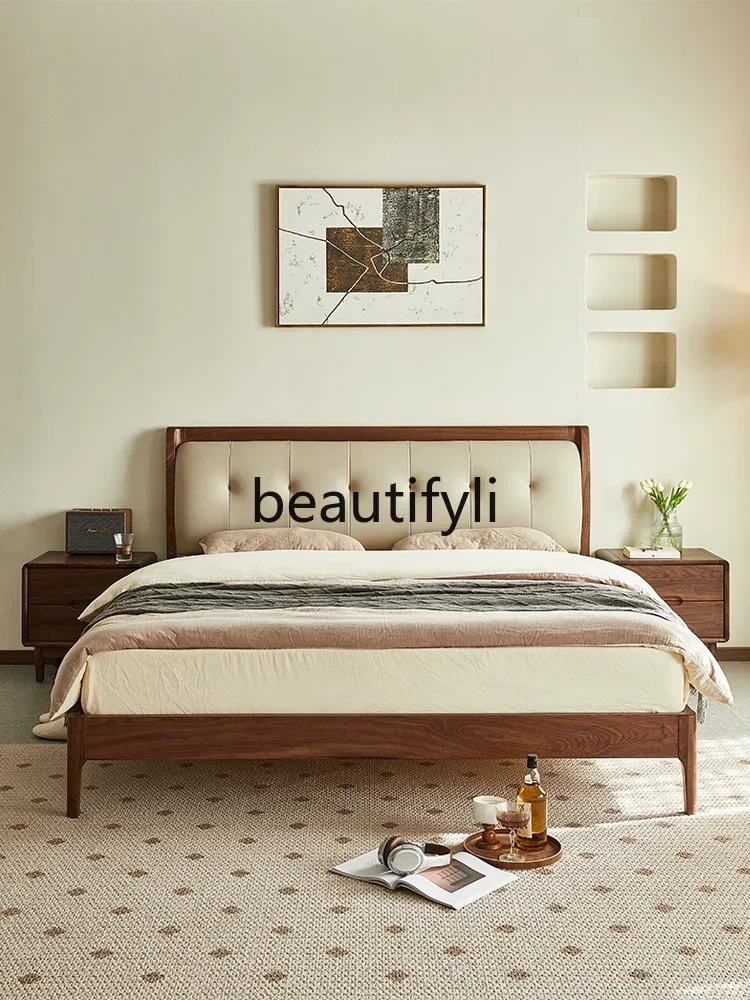 

ff North American black walnut all solid wood bedside table Nordic bedroom storage cabinet