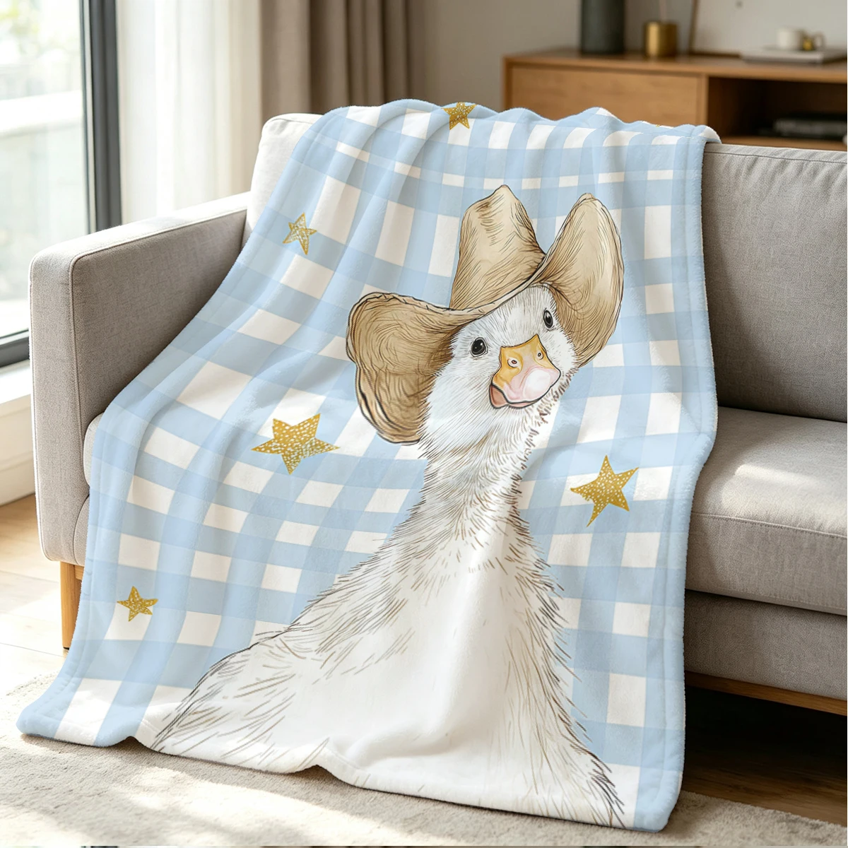 Cowboy Duck Blanket Soft Cozy Throw for Sofa Bed Festive Holiday Decor Gift for Kids and Adults,Lightweight and Warm