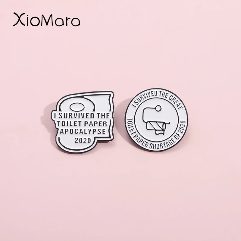 نجت من دبابيس ورق التواليت نهاية العالم ، ونقلت ورق لفة لطيف ، دبابيس المينا ، شارات طية صدر السترة ، هدية المجوهرات الفكاهية #1