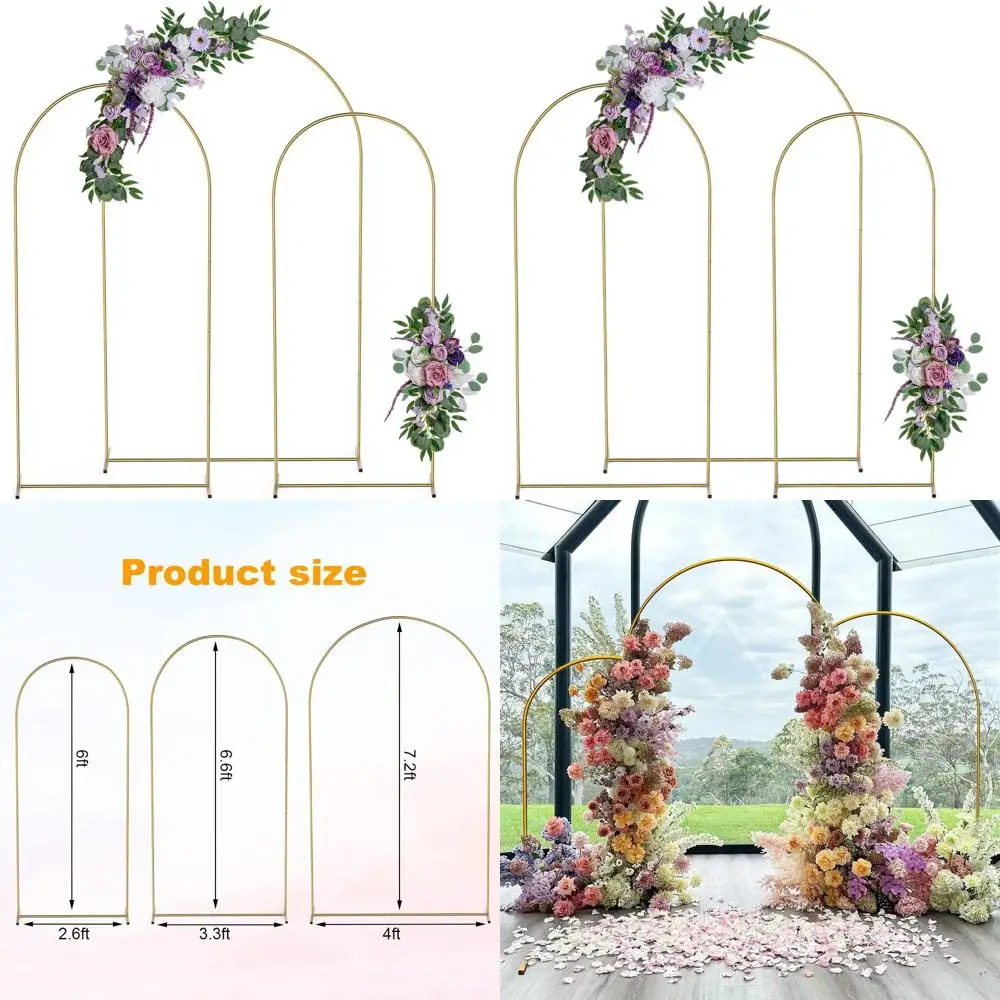 

Набор из 3 металлических арки для декоративных шаров: 7,2 фута, 6,6 фута, 6 футов — идеально подходит для свадеб, вечеринок и мероприятий на открытом воздухе.