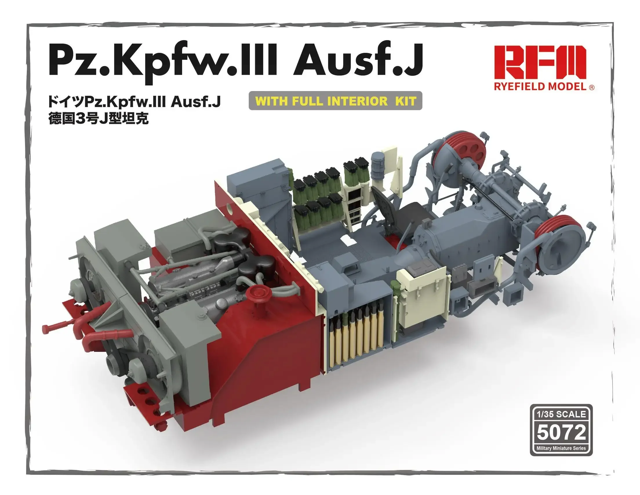 Ryefielld RM5072 Modell PZ.Kpfw.lll Ausf.J im Maßstab 1:35 MIT VOLLSTÄNDIGEM INNENKIT Plastikmodellbausatz