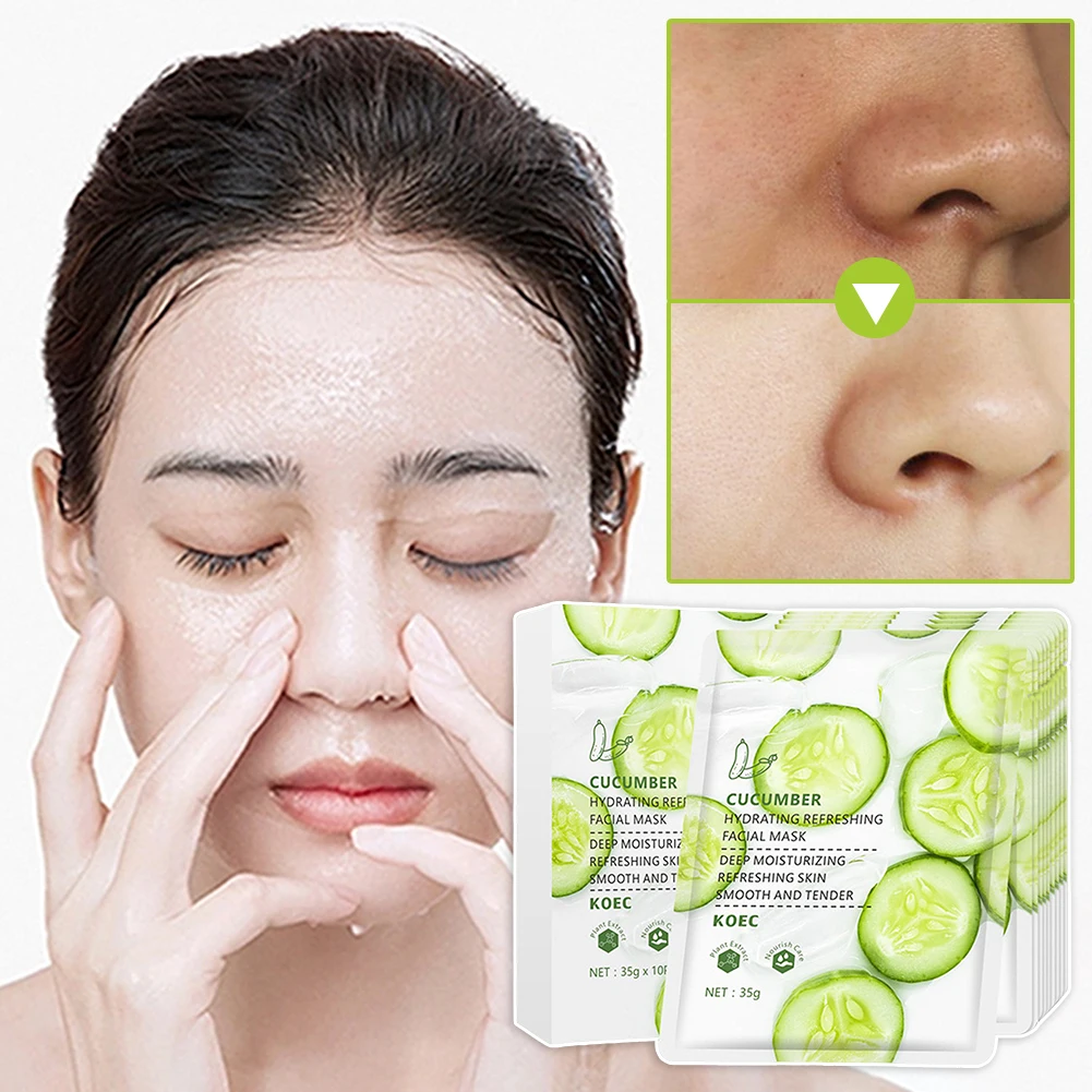 5/10/15pcs Cucumber Face Mask Hydrating Refreshing Facial Mask Deep Hydrating Refreshing Face Mask Skin Care Products