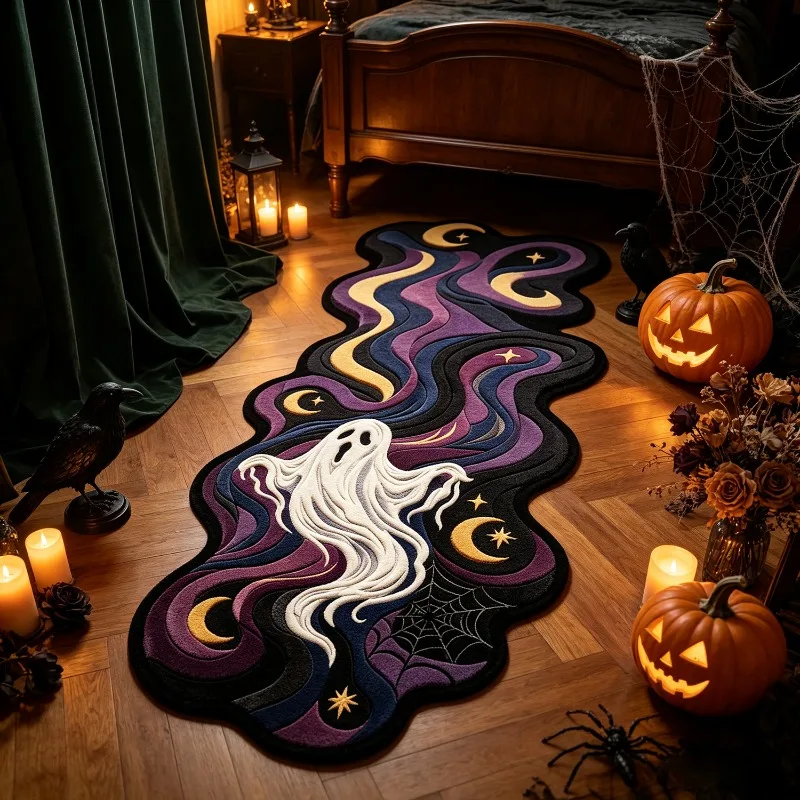 Halloween Ghost Irregular Long Rug American Retro Bedroom Bedside Plush Floor Mat Festival Home Decor Kitchen Hallway Carpet