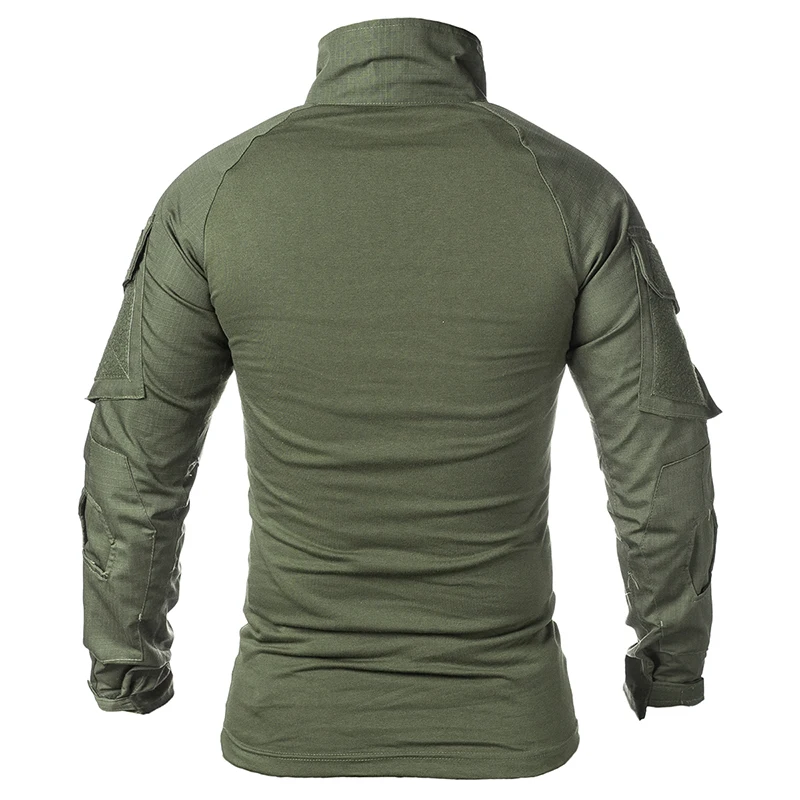 1/4 Zipper Long Sleeve Tactical Shirt Men Rip Stop Cotton Combat Shirts Camoufalge Uniform T Shirt