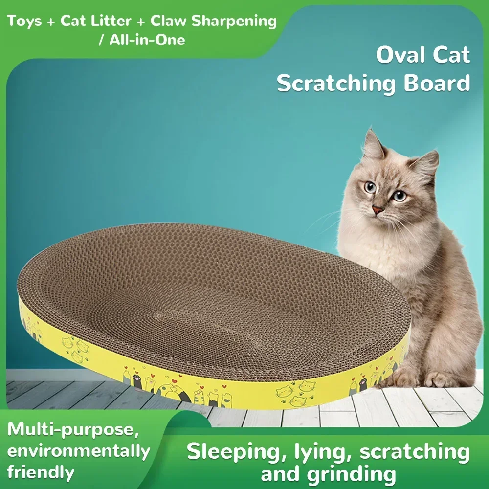 Cat Scratching Board Protect Furniture Grinding Claw Toys Oval Corrugated Paper Wear-resistant Cat Nest Cat Accessories