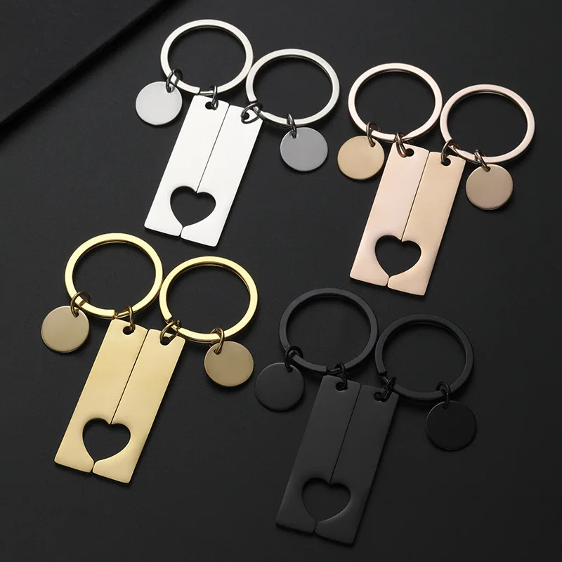 Custom Name Number Stainless Steel Car Keychain Laser Personalize Logo Keyring Match with Love Man Woman Bag Key Chain Ring Gift