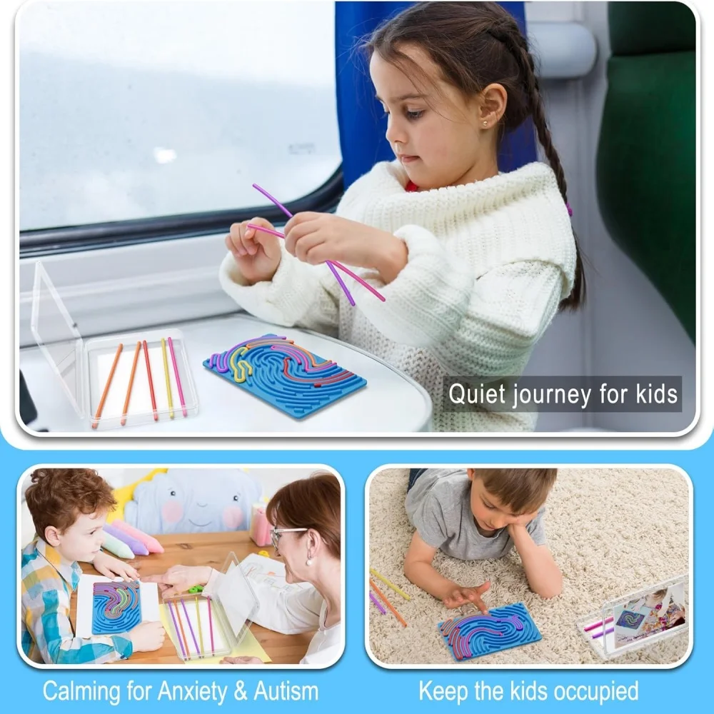 Kid Sensory Activity Board Sensory Activity Board 2 in1 Silicone Fidget Toy Double-Sided for Calming Stress Anxiety ADHD Autism