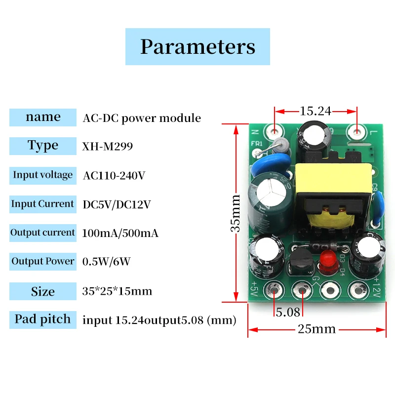 1-5Pcs AC-DC 110-220V Switching power supply module AC-DC isolation input output 5V /12V /100mA /500mA