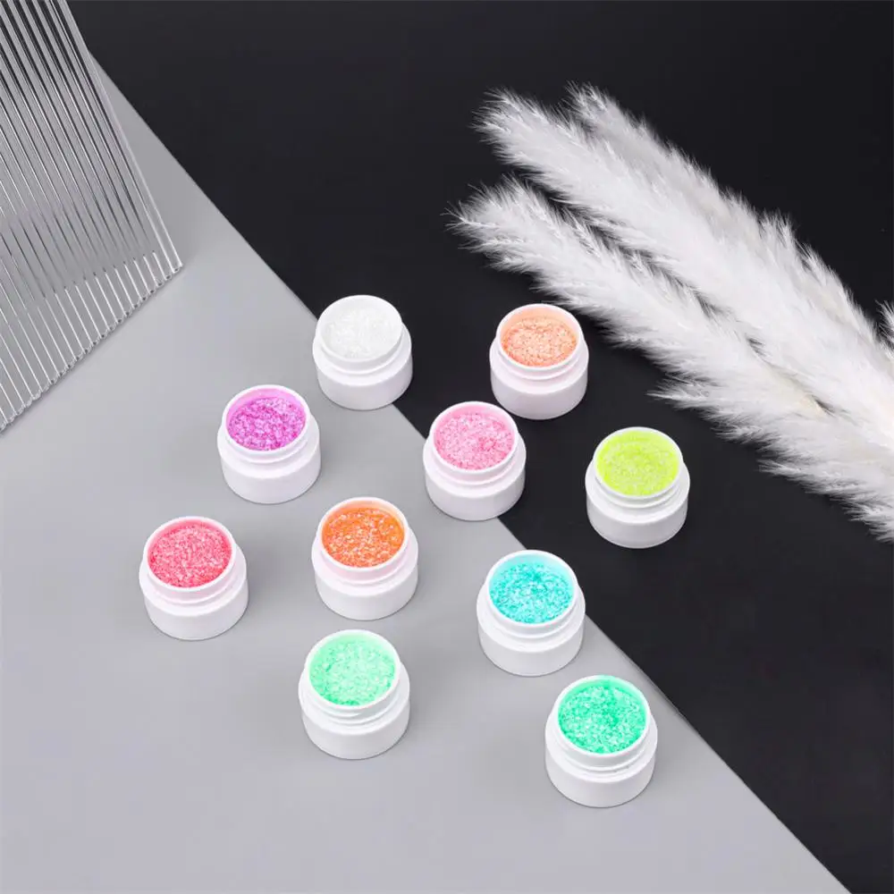 5ml Monja Snowflake Nail Glue Delicate Thick Manicure Flash Gel Shiny Nail Polish Multicolor Snowflake Nail Gel Seal Nail Glue